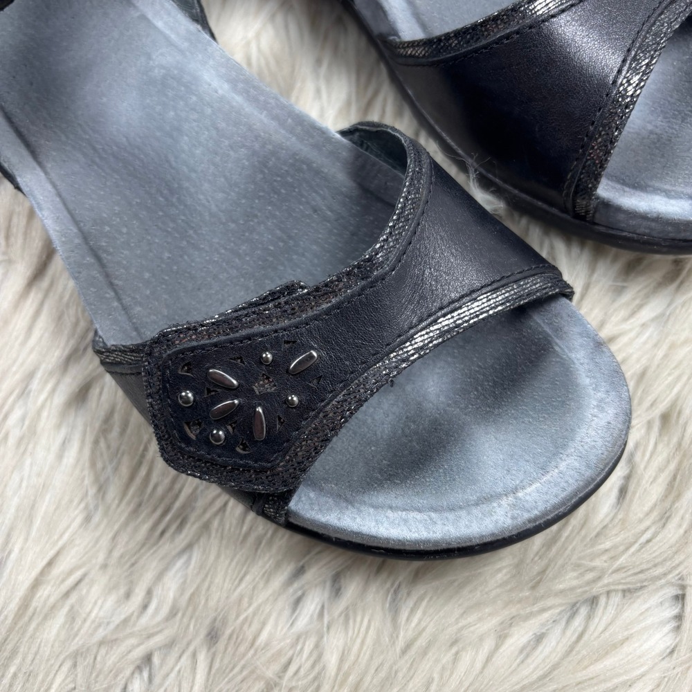 Dansko Women's 40 US 9.5 10 Black Blythe Sandal Metallic Ankle Strap Comfort - Picture 3 of 8